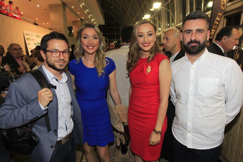 Pau Vendrell, Jefe de Prensa del Ayuntamiento de València, junto Susana Remohí, Directora de Levante TV, la Fallera Mayor de València 2018, Rocío Gil y el concejal de Fiestas Pere Fuset