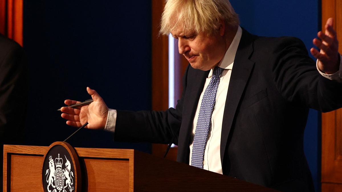 El primer ministro británico, Boris Johnson, el pasado miércoles en una rueda de prensa en Downing Street.