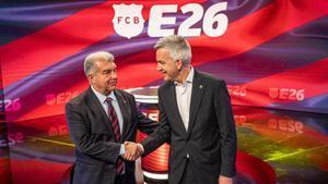 Joan Laporta y Víctor Font antes de su debate en TV3
