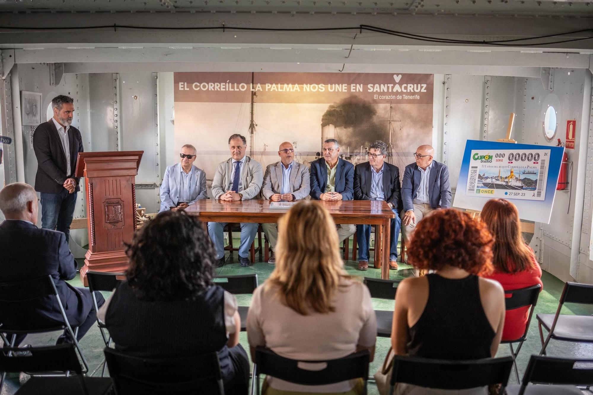 Presentación del cupón de la once conmemorativo del Correíllo La Palma
