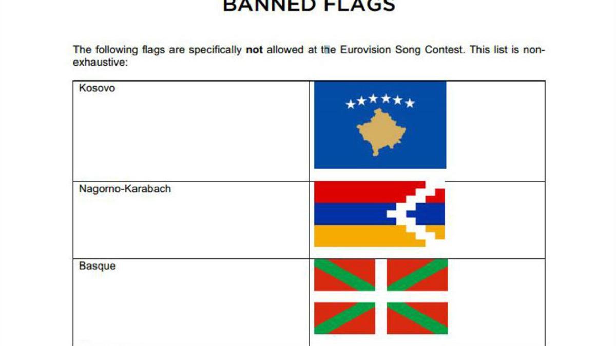 Listado de banderas &quot;especialmente prohibidas&quot; en el Festival de Eurovisión del 2016.