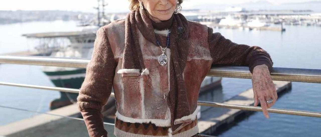 María Teresa Fernández de la Vega, ayer, en la terraza del Mar de Vigo. // R. Grobas