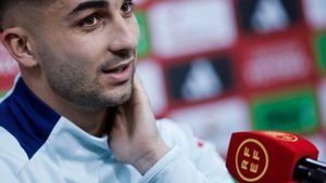 Ferran Torrres, en la rueda de prensa previa al partido de España ante Países Bajos en el estadio de Mestalla.