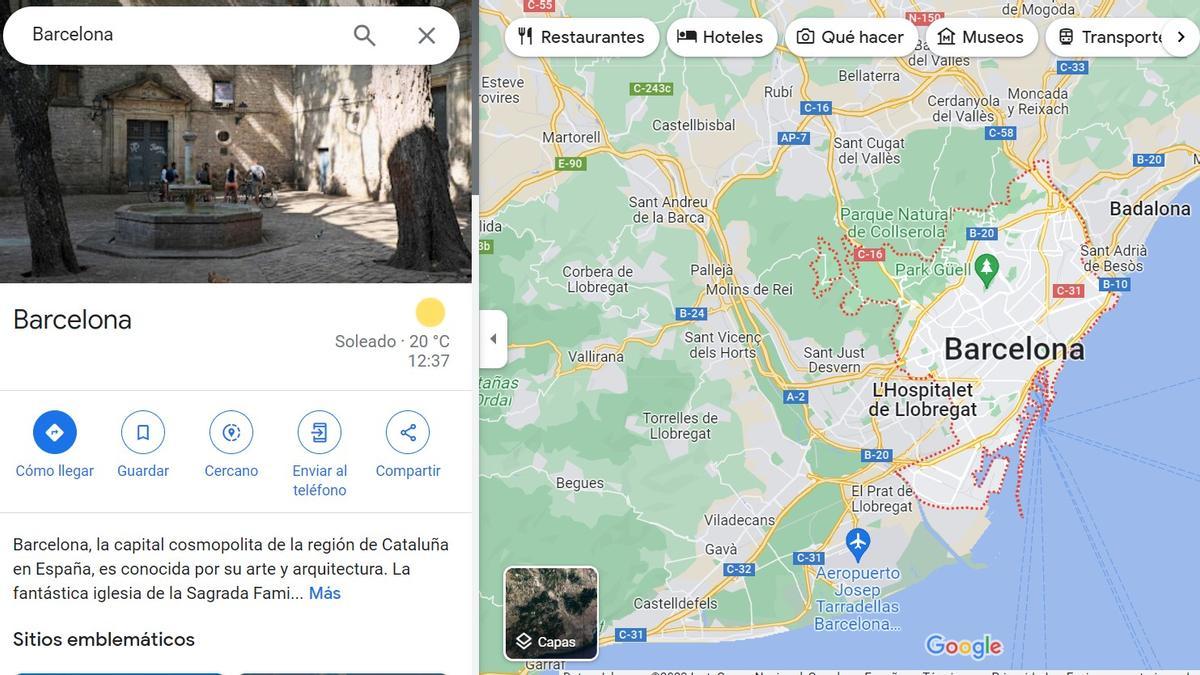 Google Maps, con la información del tiempo