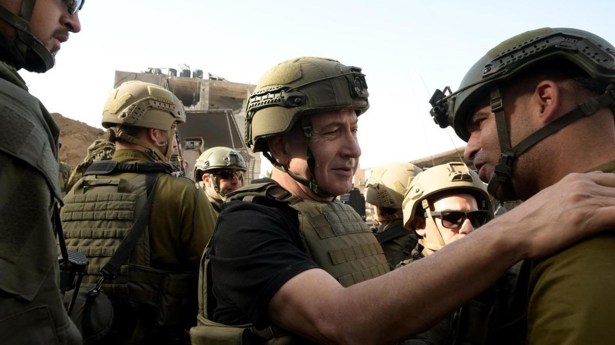 El primer ministro israelí, Benjamin Netanyahu, en la Franja de Gaza