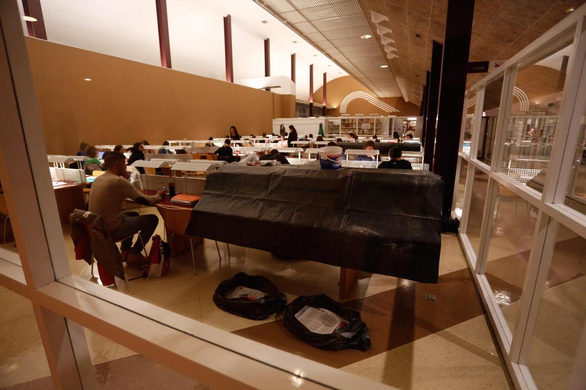 Goteras en la biblioteca, en una imagen de archivo.