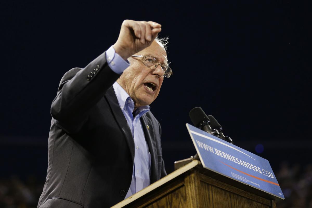 Democratic presidential candidate Sen. Bernie Sanders, I-Vt., speaks at a rally on Tuesday, May 17, 2016, in Carson, Calif. (AP Photo/Jae C. Hong)