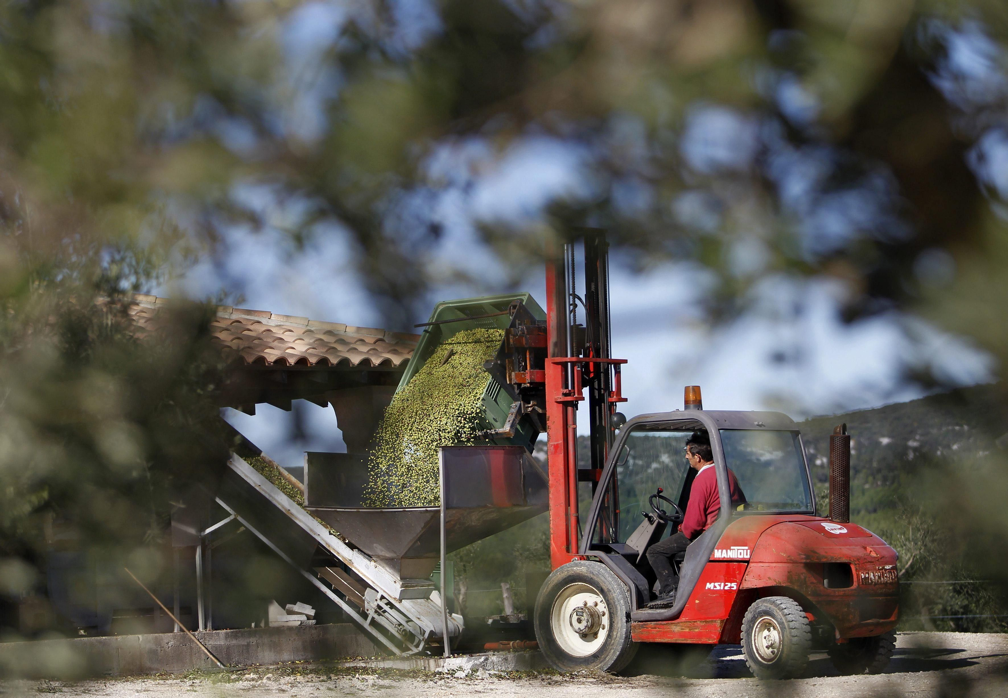 Un agricultor vacía en una imagen de archivo.