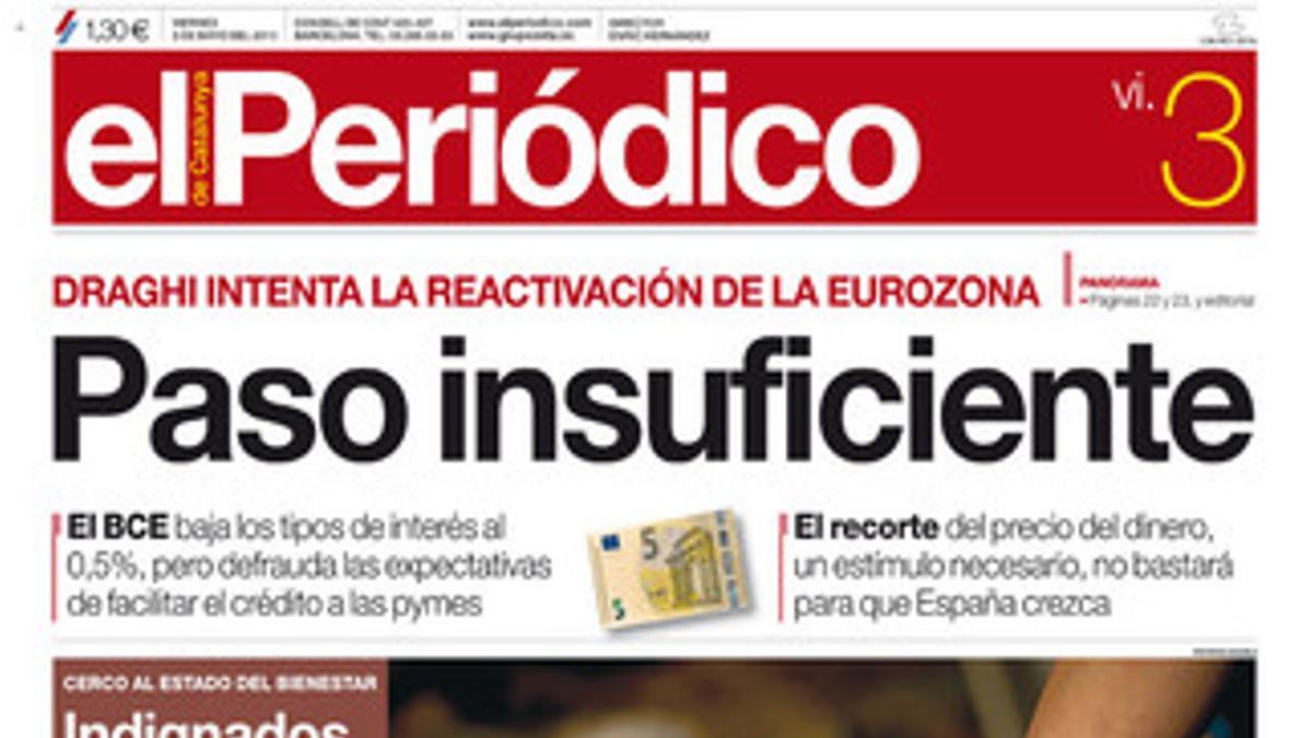 La portada de EL PERIÓDICO ( (3-5-2013).