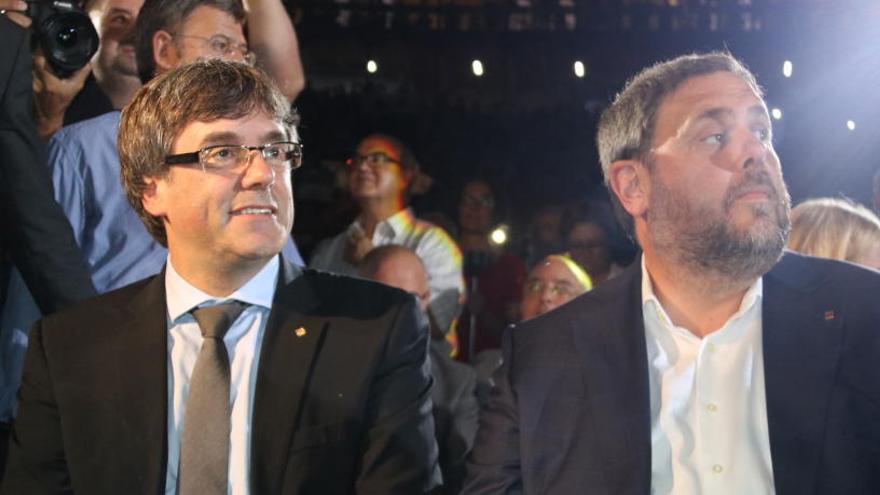 Puigdemont i Junqueras, en un acte del 2017