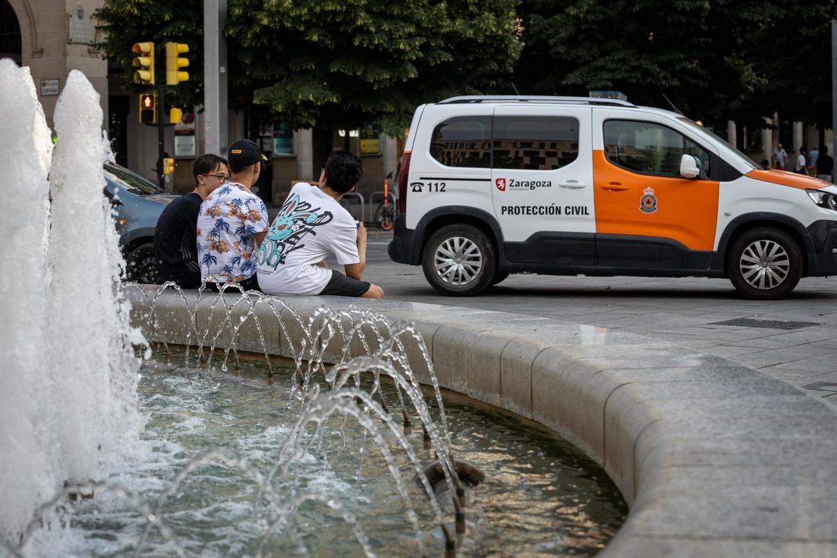 Altas temperaturas en Zaragoza durante la segunda ola de calor del verano.