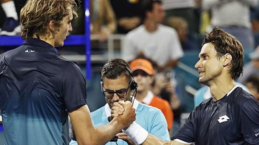 Alexander Zverev y David Ferrer, en uno de sus últimos enfrentamientos en la ATP