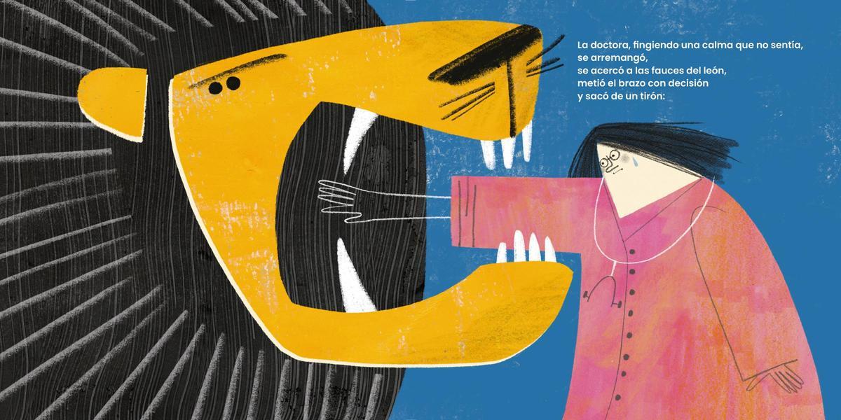 Una ilustración de Anna Font en el álbum "Dentro del león", escrito por el alicantino Pablo Albo