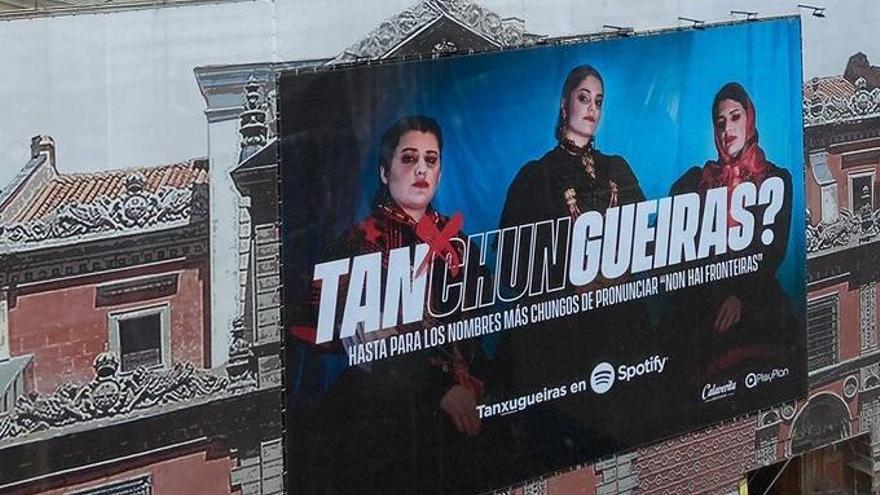 Cartel de Spotify promocionando a Tanxugueiras en Madrid.