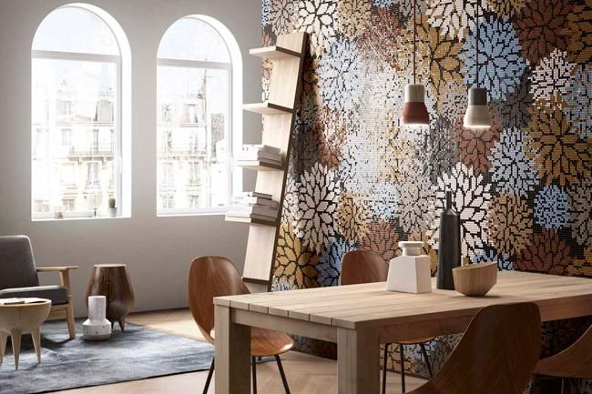 Paneles florales para decorar el salón de Mosaicopiu