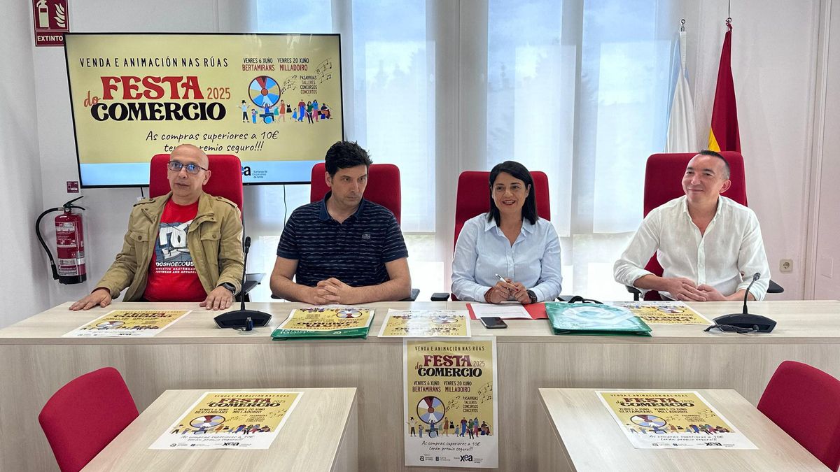 Ramón Cordido e Ana Blénez Paz, flanqueados por Jorge López e Germán Mariño.
