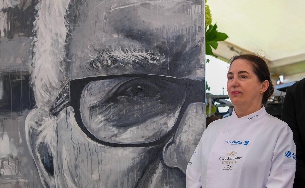 Retrato de Arzak realizdo por el artista Fernando Yáñez, de Art for Dent y entregado en Gonte