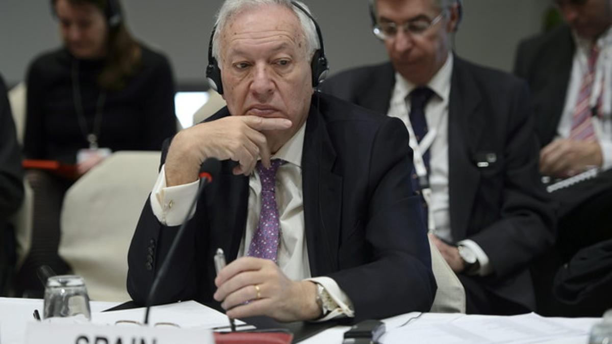 José Manuel García-Margallo, durante las negociaciones de paz para Siria, el pasado 22 de enero en Montreux (Suiza).