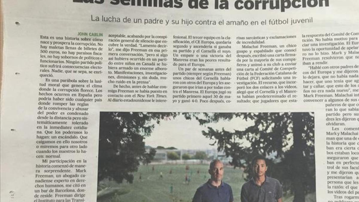 El País destapa en sus páginas el amaño del Gim.Manresa-Cornellà, de cadetes