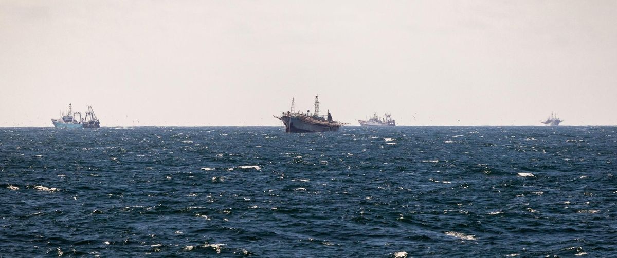 Trawlers and jiggers outside the Argentine EEZ in the mile 201 area