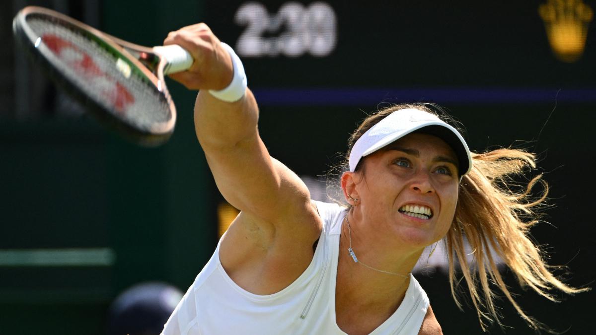 Paula Badosa, durante su estreno en Wimbledon