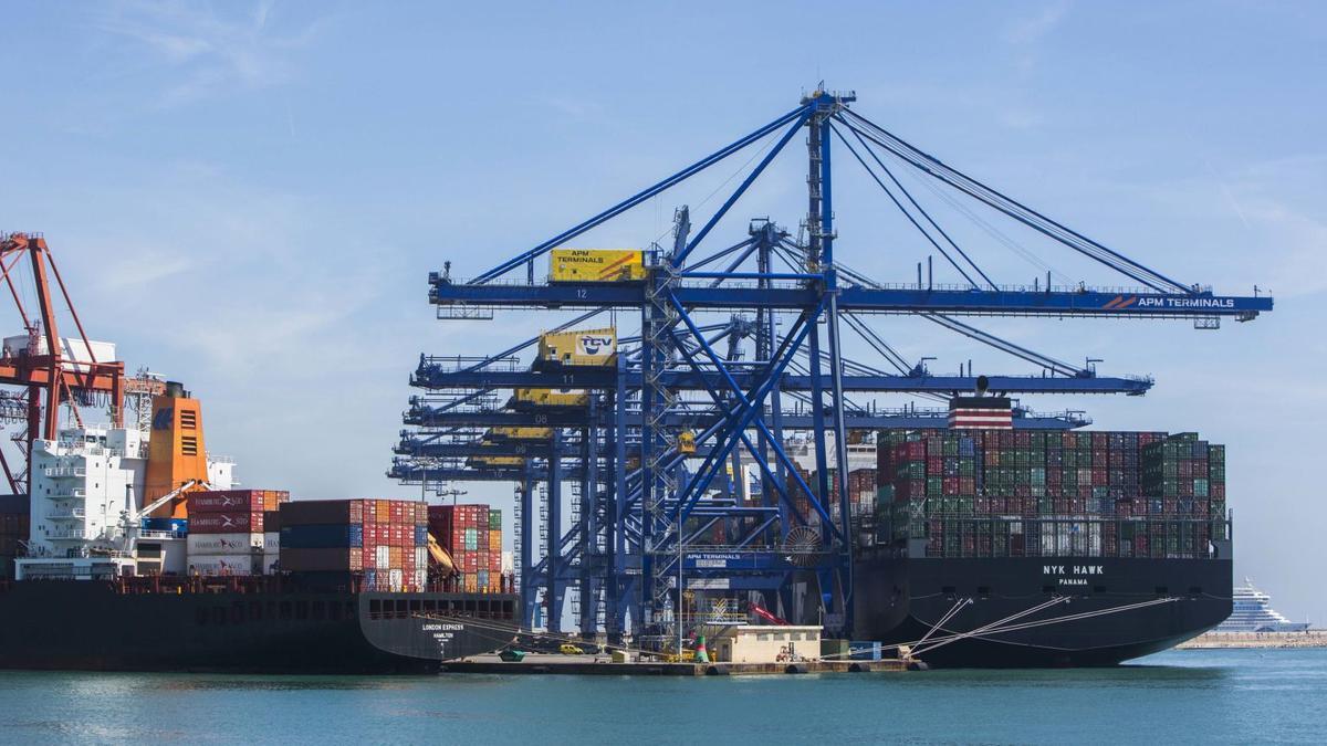 Terminal de contenedores de APM (Grupo Maersk) del Puerto de València, en una imagen reciente. | LEVANTE-EMV