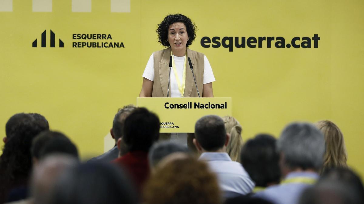 La secretaria general de ERC, Marta Rovira, este sábado en el consejo nacional de ERC.