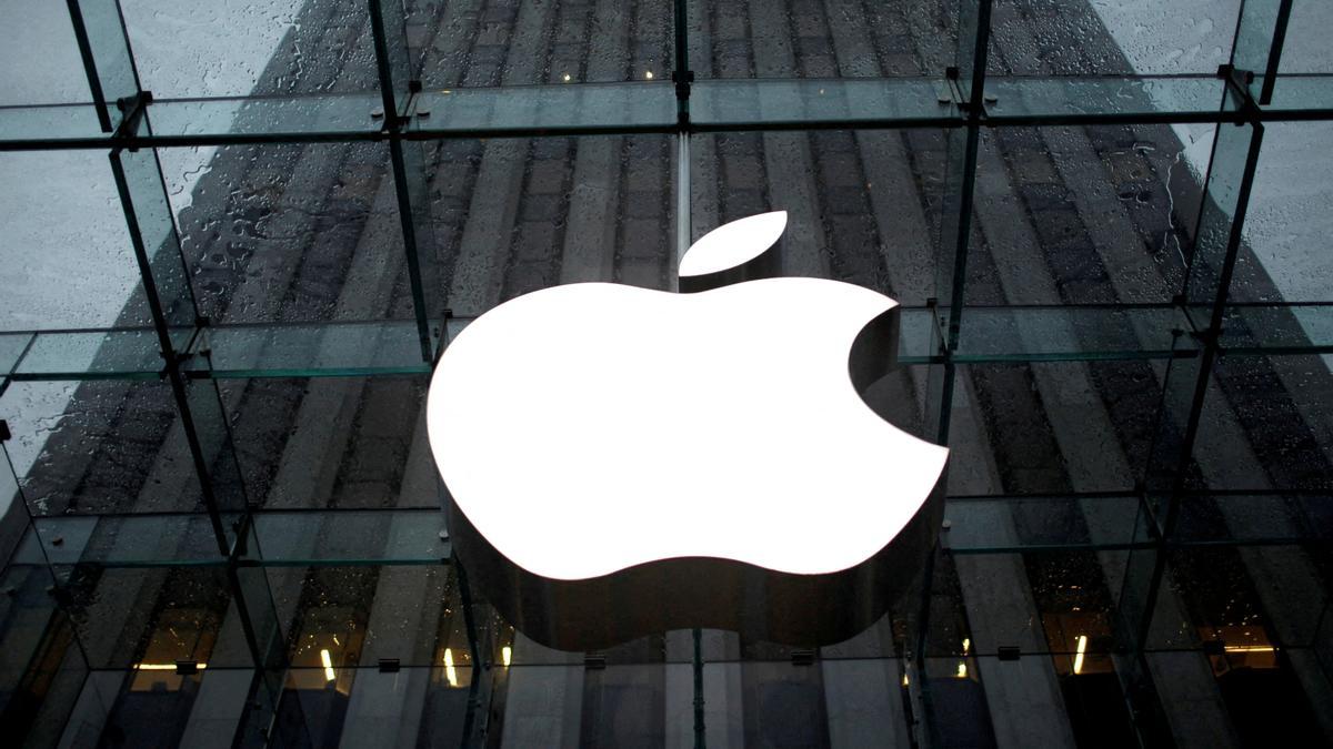 FILE PHOTO: The Apple Inc. logo is seen in the lobby of New York City's flagship Apple store, U.S.