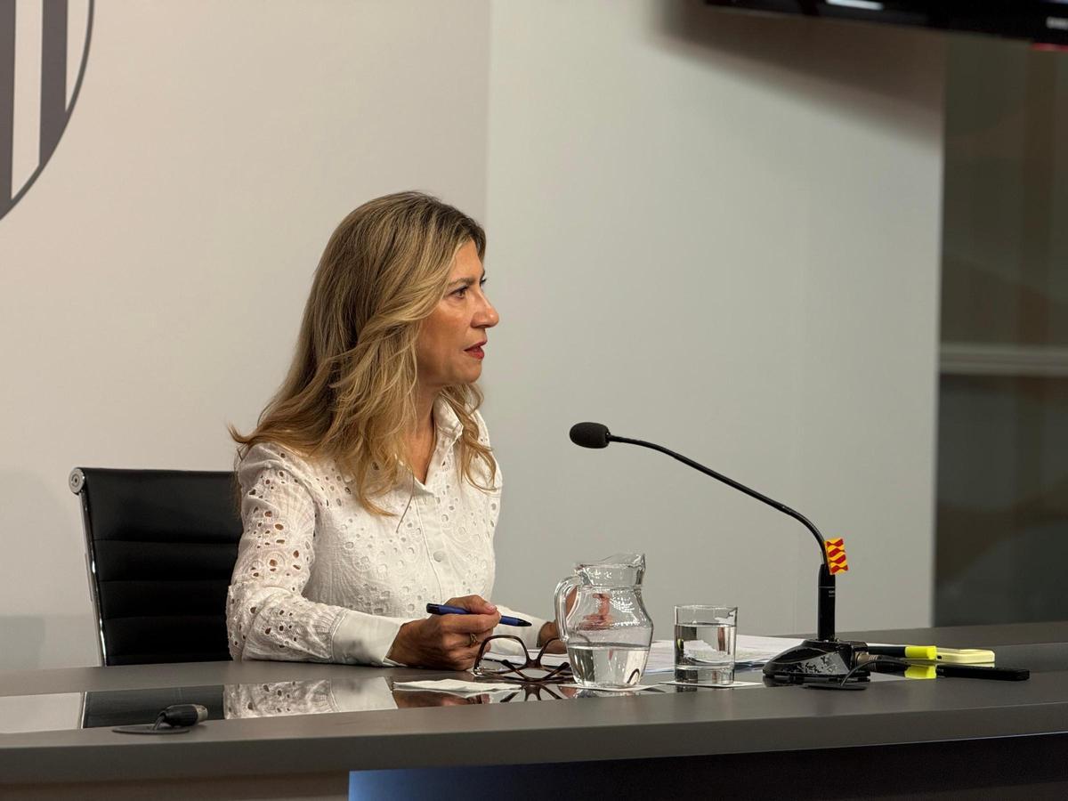 La portavoz del Gobierno de Aragón, Mar Vaquero, en la rueda de prensa del Consejo de Gobierno de este viernes.