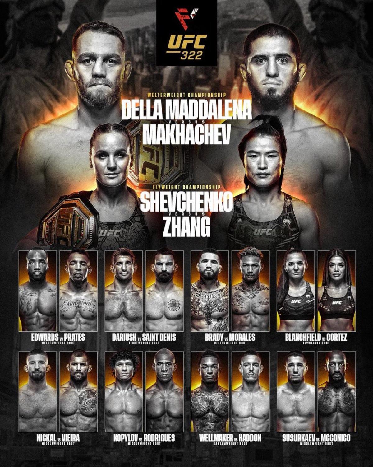CARTELERA COMPLETA UFC 322
