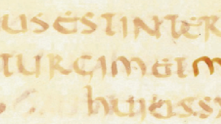 Fragment del manuscrit amb la paraula &#039;Mentissam&#039;, que va ser escrita partida en dues línies. Regió7 l&#039;ha destacat