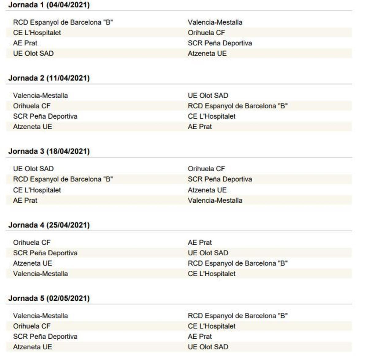 El calendario del VCF Mestalla para evitar el descenso a quinta categoría