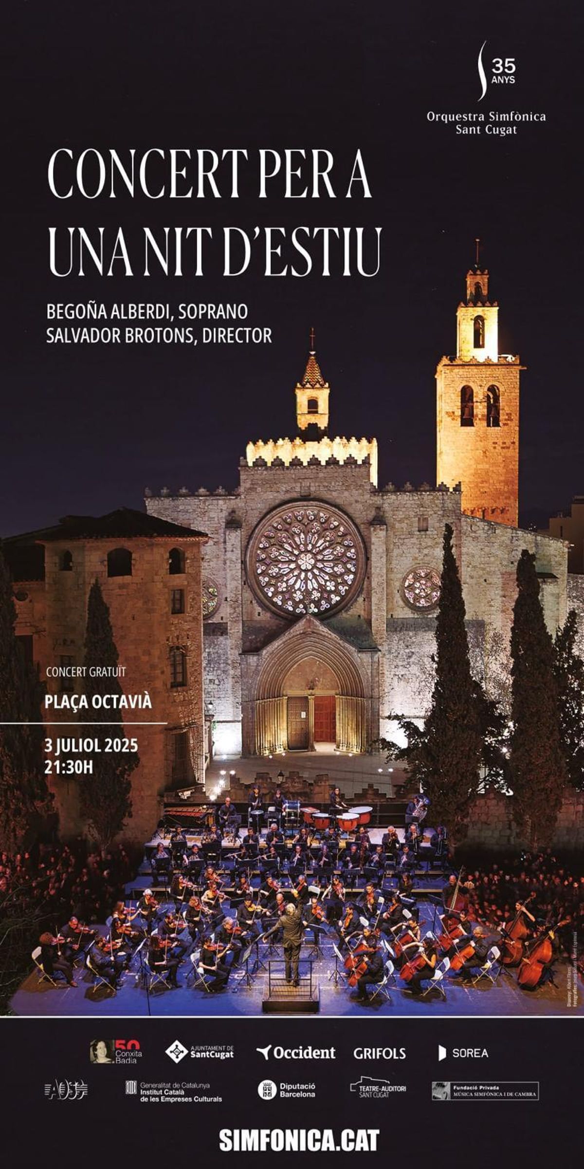 Cartel del 'Concert per a una nit d'estiu' en Sant Cugat