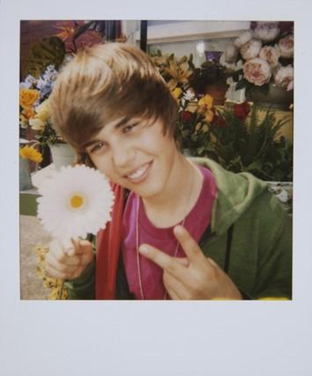 Una de les fotos ’polaroid’ del cantant Justin Beiber.