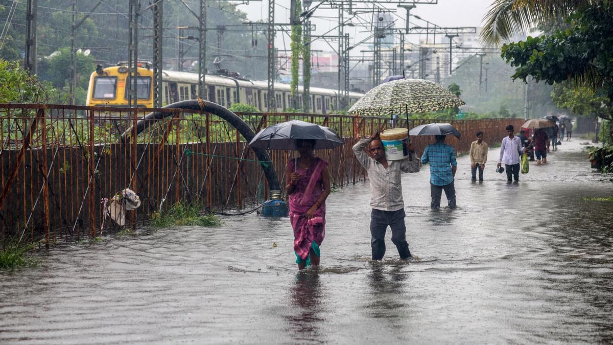 Imagen de archivo de fuertes lluvias en la India.