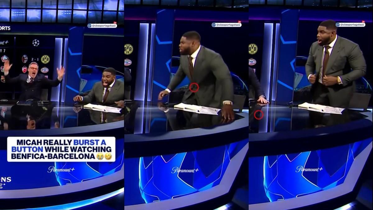 Micah Richards se vuelve loco con el último gol del Barça y se le saltó un botó de la americana