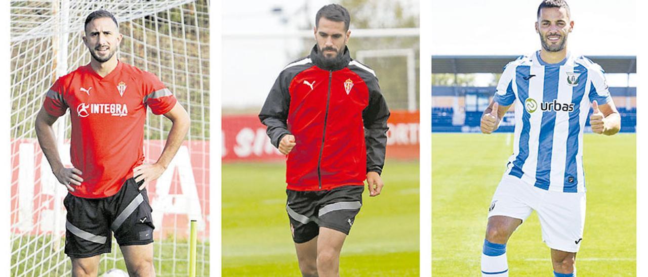 El Sporting ha apostado por la experiencia para completar la defensa tras la lesión de Axel Bamba. La incorporación de Bruno, a la derecha durante su presentación con el Leganés, su último equipo, suma veteranía a una línea que ya cuenta con Cali Izquierdoz, a la izquierda, e Insua, en el centro. | Juan Plaza / Marcos León / CDL