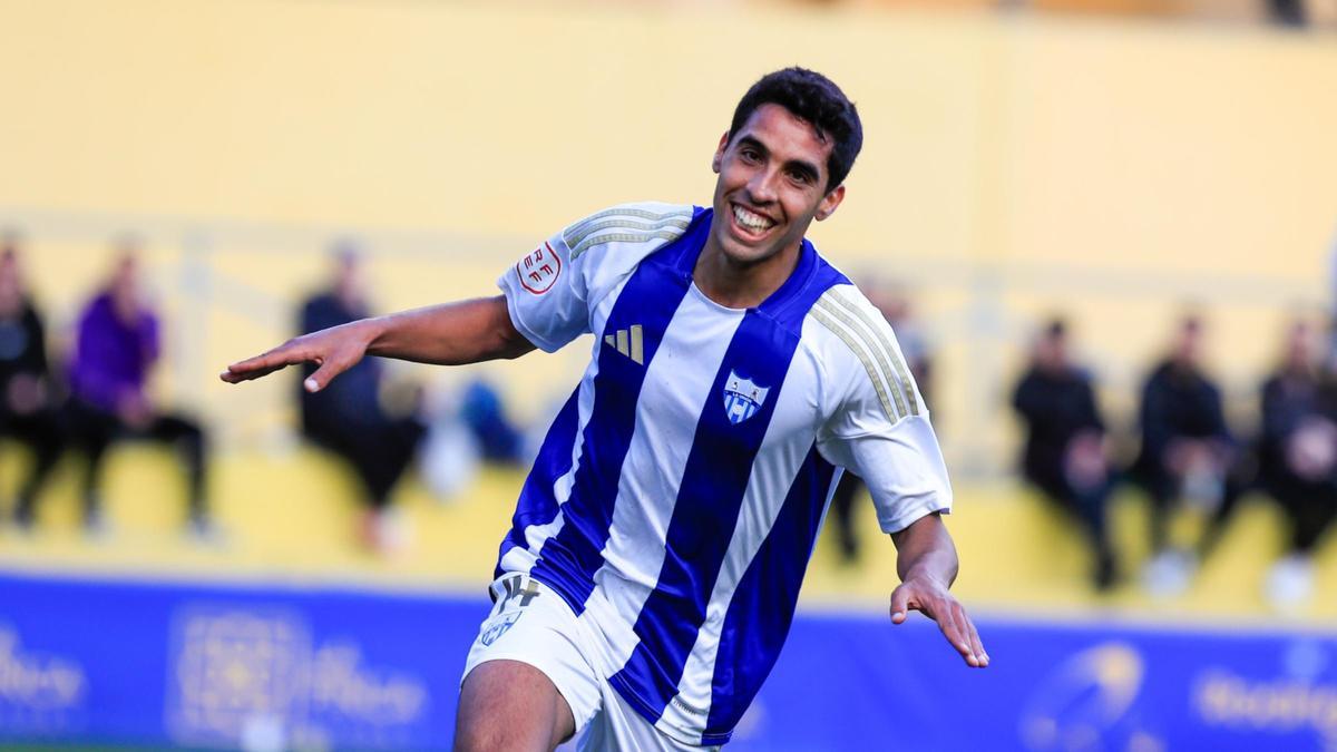 Celebración de uno de los dos goles de La Unión Atlético ante el Orihuela