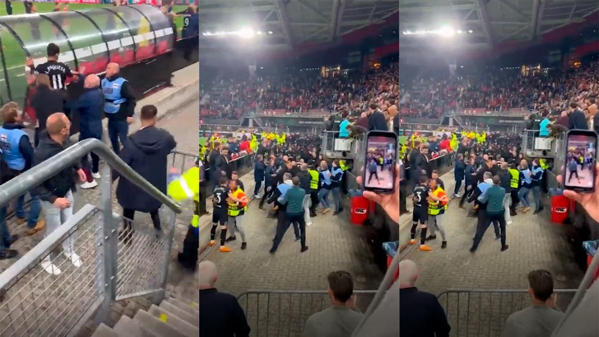 ¡Pelea entre jugadores del West Ham y los ultras del 'AZ' que querían pegar a los familiares!