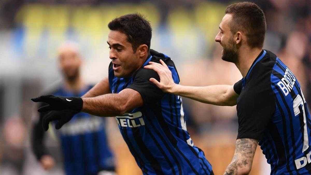 Éder celebrando su tanto, que abrió la lata en el Giuseppe Meazza