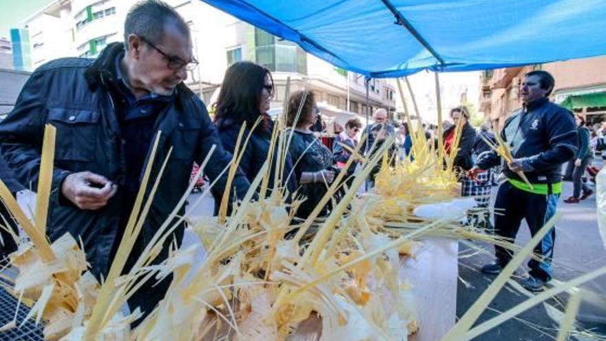 Venta de palma ayer en Orihuela para participar en la procesión de hoy junto al obispo Murgui.