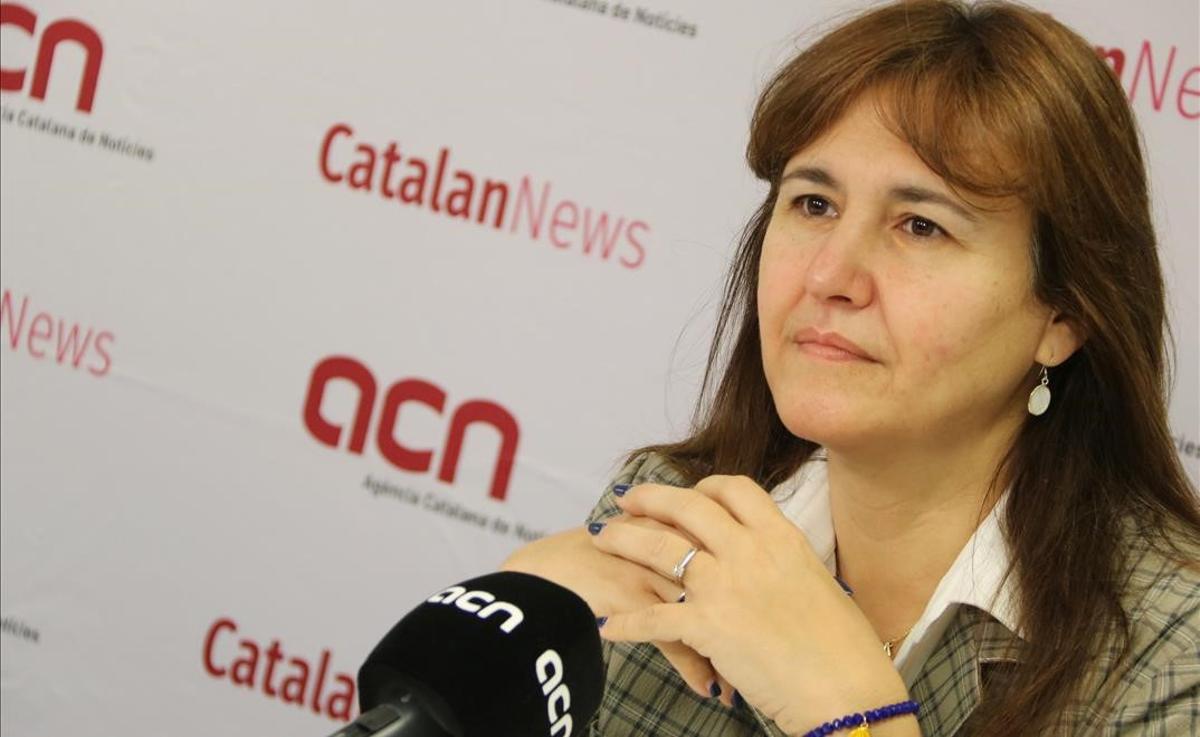 Laura Borràs en su rueda de prensa en la ACN.