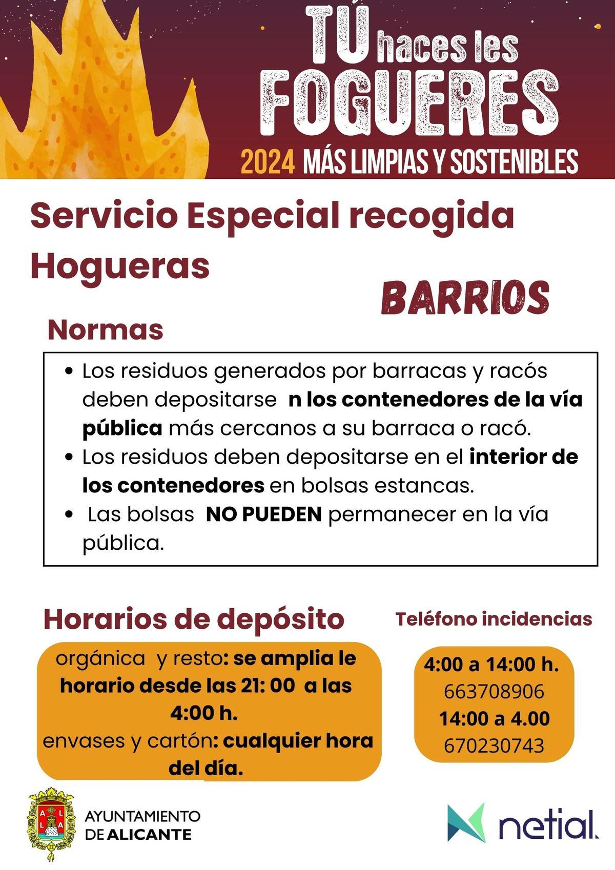Información sobre contenedores en los barrios para Hogueras.