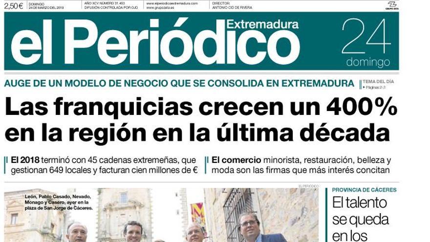 Esta es la portada de EL PERIÓDICO EXTREMADURA correspondiente al día 24 de marzo del 2019