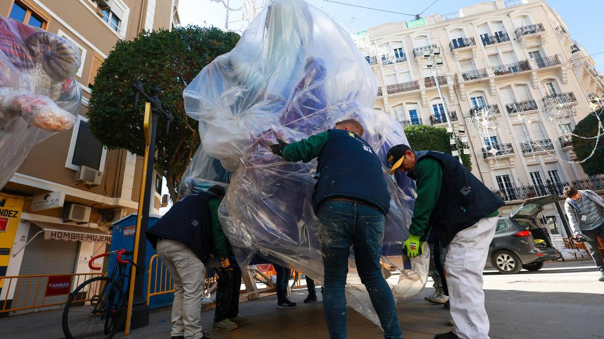 Trabajos en la falla Sueca-Literato Azorín este año.