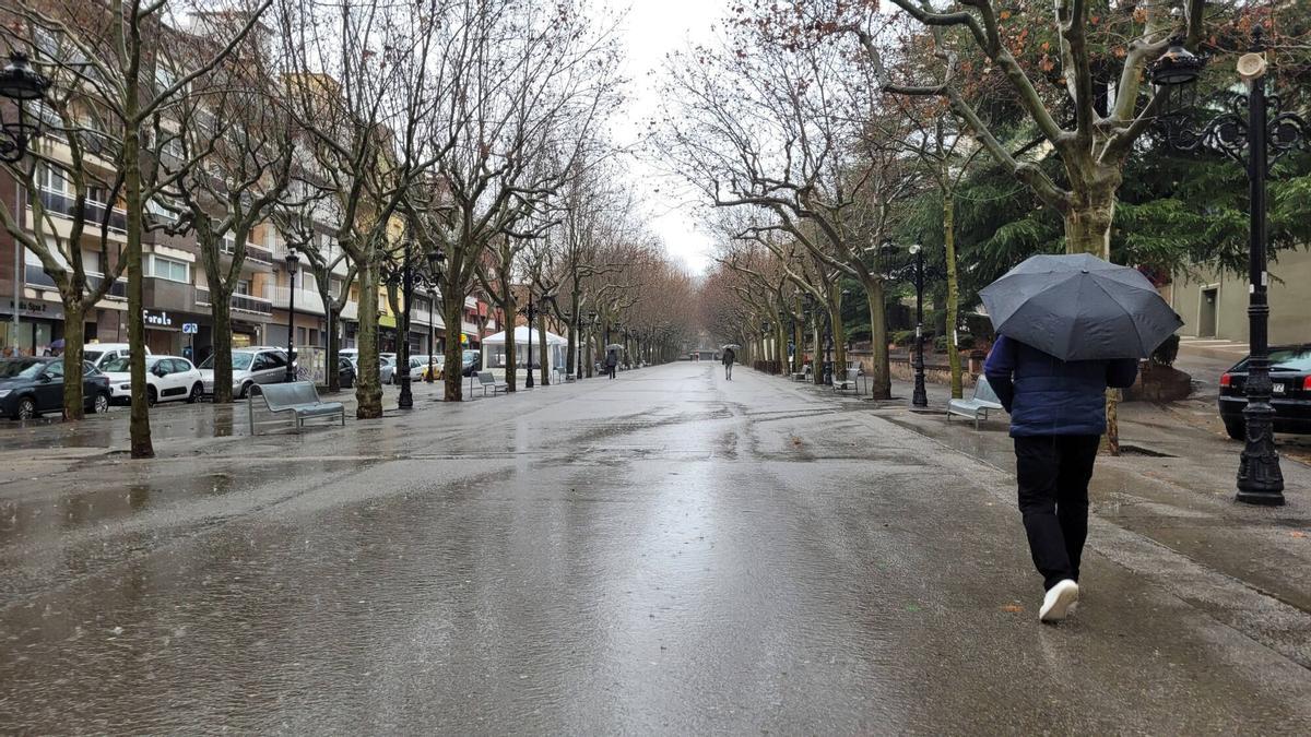 Dia plujós al passeig de la Indústria de Berga, en una imatge d'arxiu