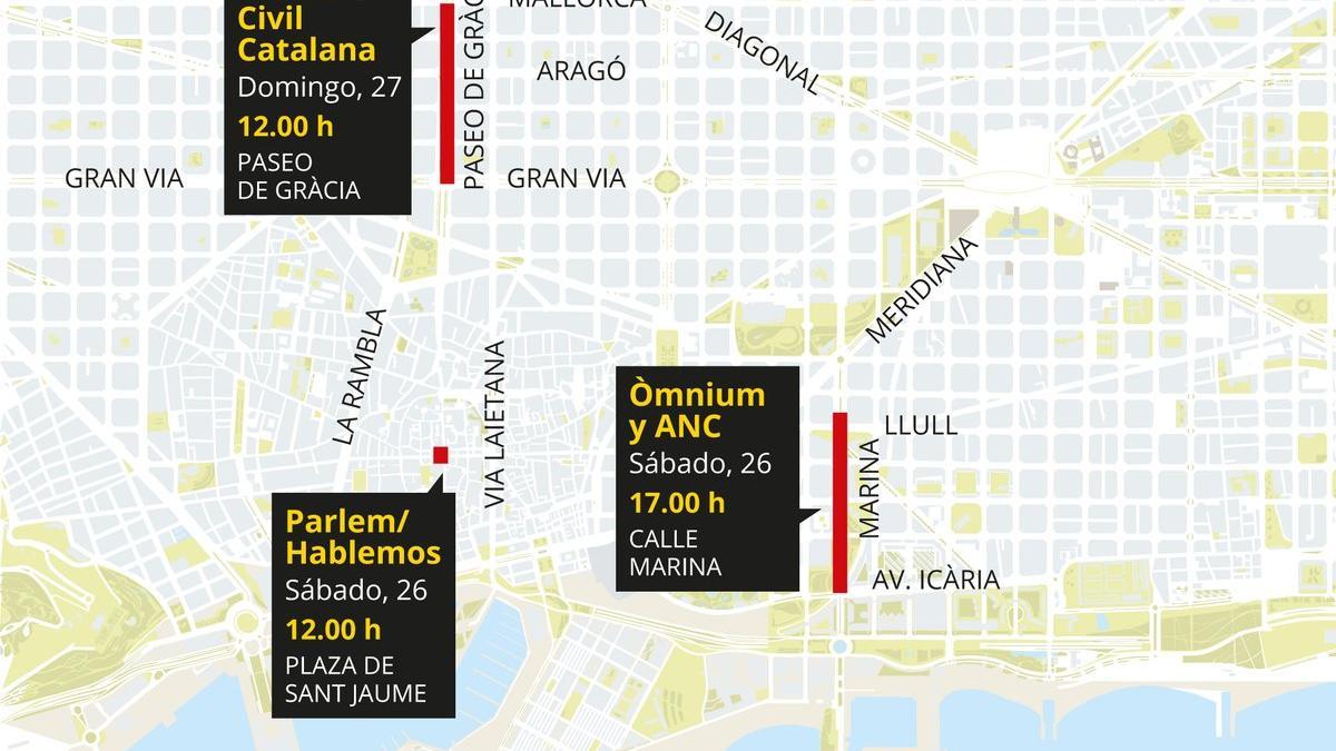 mapa manifestaciones 26 27 octubre 2019