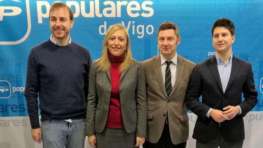 Javier Dorado, Elena Muñoz, Miguel Fidalgo y Diego Gago se incorporan a la junta directiva del PP. // FdV