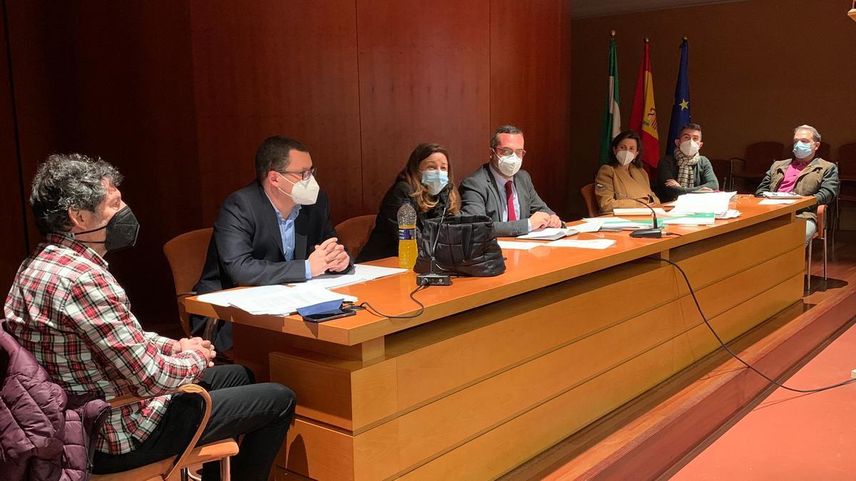 La viceconsejera de Educación y Deporte, María del Carmen Castillo, reunida con representantes de los sindicatos.