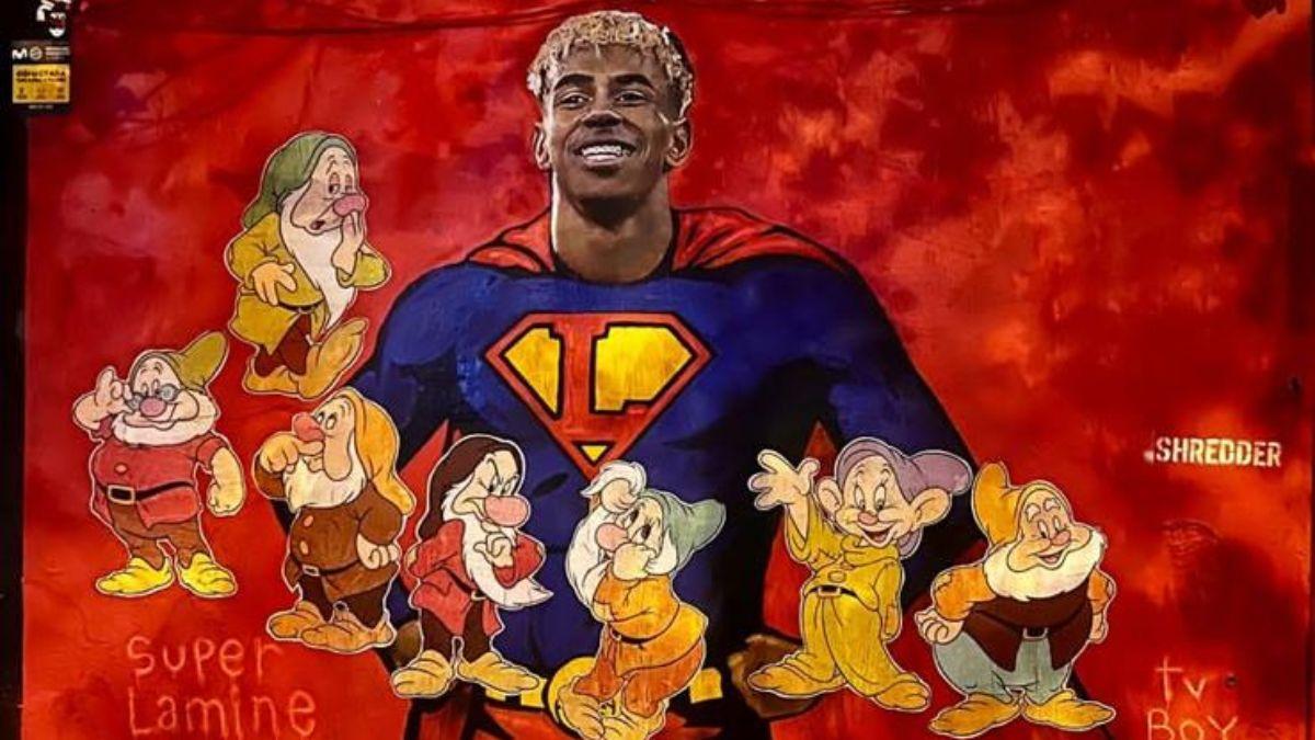 Imagen del mural de Lamine Yamal vandalizado